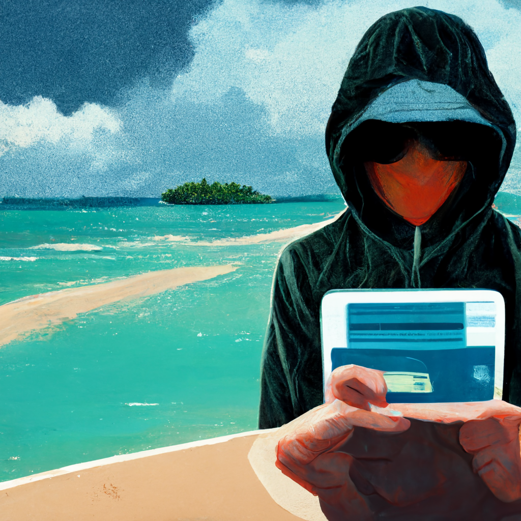 An online thief hacking credit card information, #MidJourney